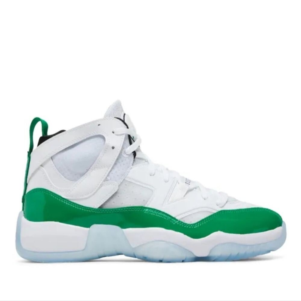 Nike Boys Air Jordan Jumpman Two Trey White Green Basketball Sneakers, 5.5Y